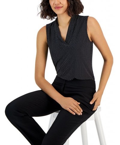 Women's Triple-Pleat Sleeveless V-Neck Blouse Anne Black/anne White $20.49 Tops