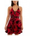 Juniors' Illusion-Neck Structured Mini Dress Red/black $20.99 Dresses