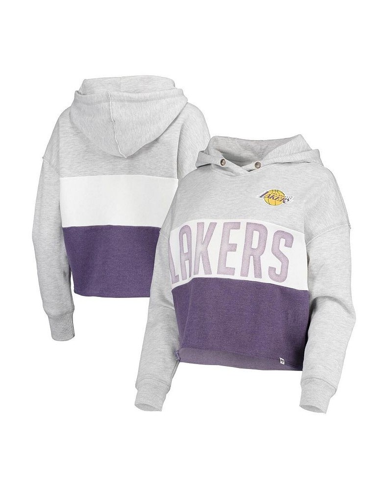 Women's '47 Heathered Gray Los Angeles Lakers Lizzy Cutoff Pullover Hoodie Gray $38.40 Sweatshirts