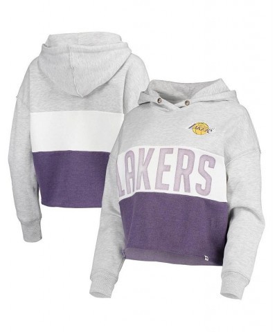 Women's '47 Heathered Gray Los Angeles Lakers Lizzy Cutoff Pullover Hoodie Gray $38.40 Sweatshirts