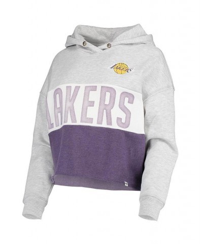 Women's '47 Heathered Gray Los Angeles Lakers Lizzy Cutoff Pullover Hoodie Gray $38.40 Sweatshirts