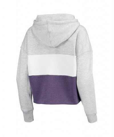 Women's '47 Heathered Gray Los Angeles Lakers Lizzy Cutoff Pullover Hoodie Gray $38.40 Sweatshirts