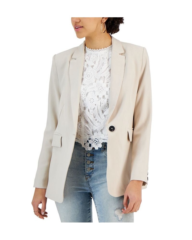 Women's Drew Relaxed-Fit Single-Button Blazer Cream $53.76 Jackets