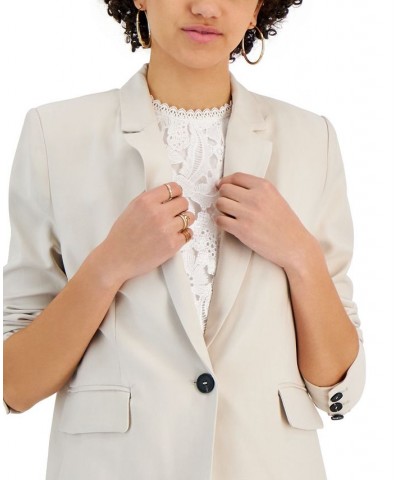 Women's Drew Relaxed-Fit Single-Button Blazer Cream $53.76 Jackets