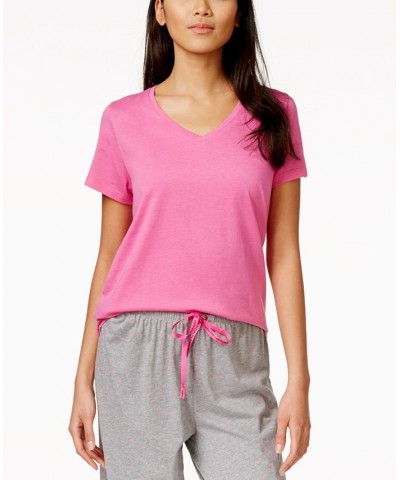 Women's Sleepwell Solid S/S V-Neck T-Shirt with Temperature Regulating Technology Pink $14.79 Sleepwear