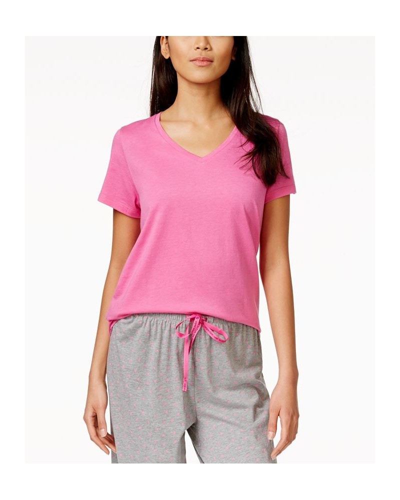 Women's Sleepwell Solid S/S V-Neck T-Shirt with Temperature Regulating Technology Pink $14.79 Sleepwear