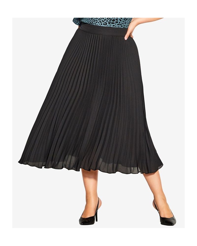 Plus Size Trendy Sutton Pleated Skirt Black $53.46 Skirts