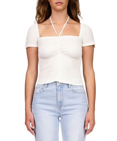 Women's Cap Sleeve Halter Top White $31.74 Tops