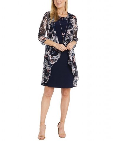 Petite Two-Piece 3/4-Sleeve Jacket Sheath Dress Navy/Rose $54.50 Dresses