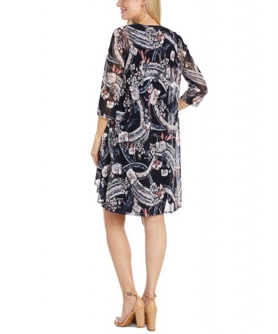 Petite Two-Piece 3/4-Sleeve Jacket Sheath Dress Navy/Rose $54.50 Dresses