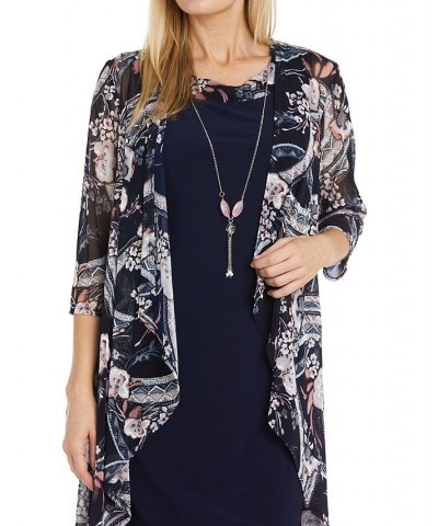 Petite Two-Piece 3/4-Sleeve Jacket Sheath Dress Navy/Rose $54.50 Dresses