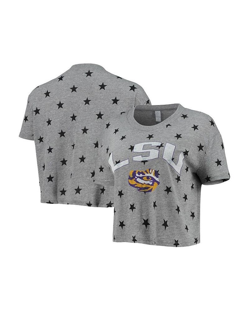 Women's Gray LSU Tigers Headliner Stars Cropped Tri-Blend T-shirt Gray $26.99 Tops