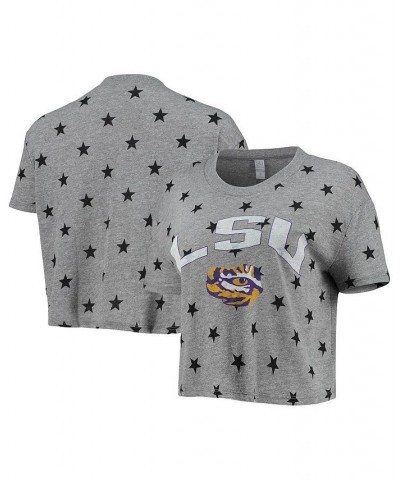 Women's Gray LSU Tigers Headliner Stars Cropped Tri-Blend T-shirt Gray $26.99 Tops