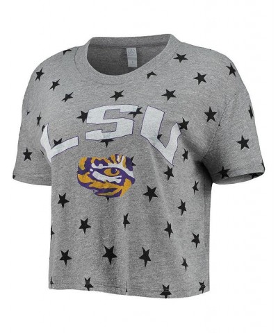 Women's Gray LSU Tigers Headliner Stars Cropped Tri-Blend T-shirt Gray $26.99 Tops