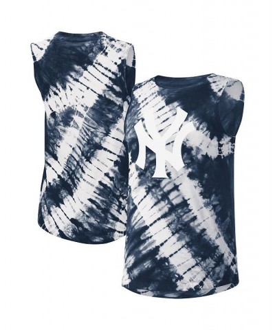 Women's Navy New York Yankees Money Ball Tie-Dye Tank Top Navy $25.37 Tops