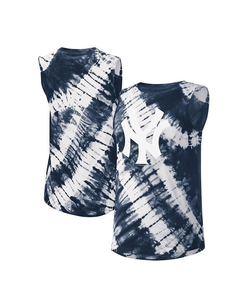 Women's Navy New York Yankees Money Ball Tie-Dye Tank Top Navy $25.37 Tops