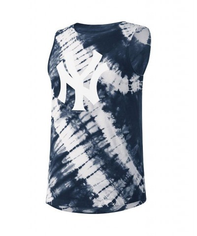 Women's Navy New York Yankees Money Ball Tie-Dye Tank Top Navy $25.37 Tops