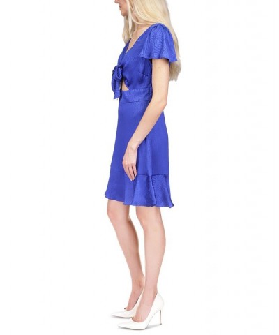 Women's Jacquard Zebra Tie Dress Royal $30.37 Dresses