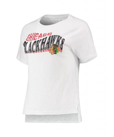 Women's Red White Chicago Blackhawks Resurgence Slub Burnout Raglan T-shirt and Joggers Sleep Set Red, White $39.74 Pajama