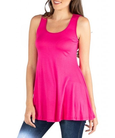 Women's Scoop Neck Sleeveless Tunic Top Pink $19.16 Tops