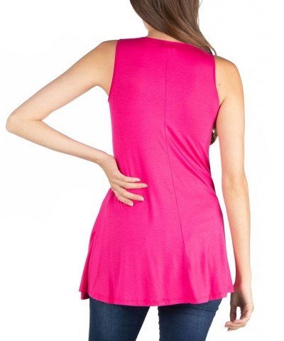 Women's Scoop Neck Sleeveless Tunic Top Pink $19.16 Tops