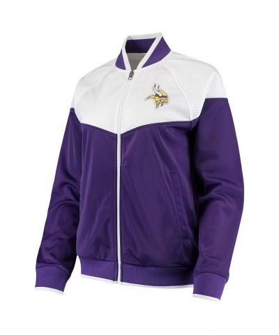 Women's Purple and White Minnesota Vikings Wildcard Full-Zip Raglan Track Jacket Purple, White $49.39 Jackets